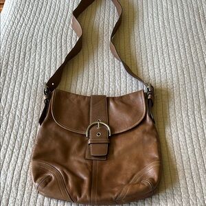 Coach Brown Leather Shoulder Bag with Adjustable Strap